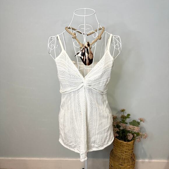 Stunning white vintage y2k crochet babydoll sequin tank top - Picture 1 of 6